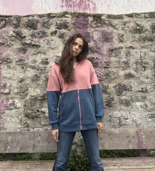 Hooded Jacket Mauve x Petrol